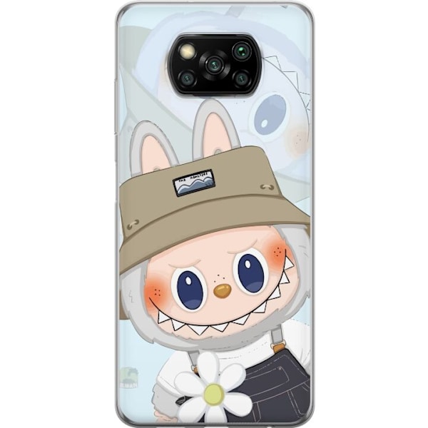Xiaomi Poco X3 NFC Läpinäkyvä kuori Labubu hattuineen - Pop Mart -hahmo Mr. Butcher retrotyylillä ja luonteella
