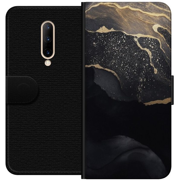 OnePlus 7 Pro Tegnebogsetui Sort guld abstrakt