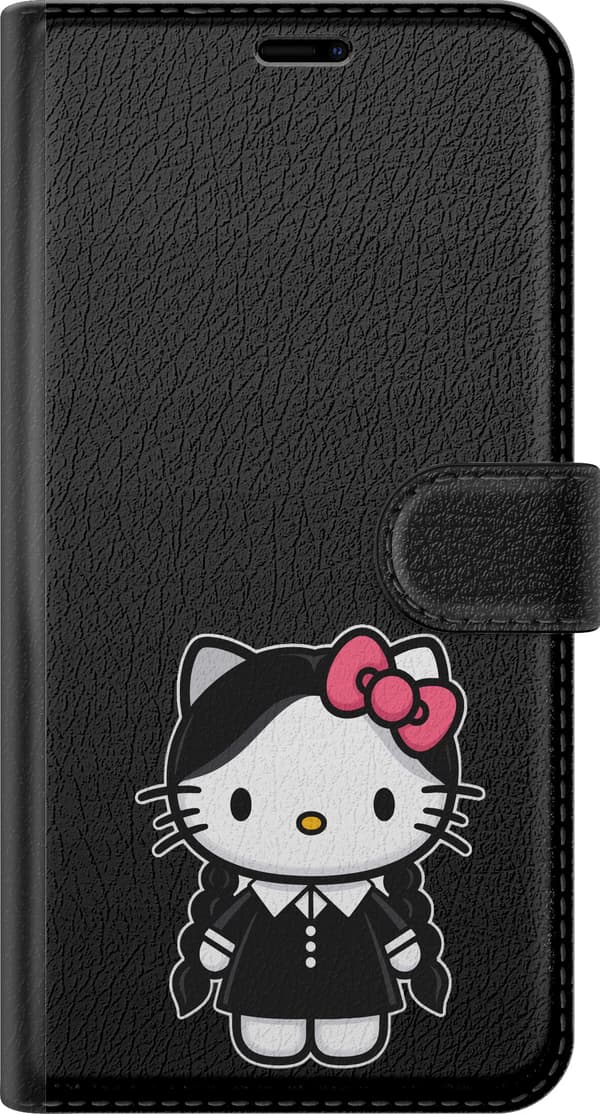 Kompatibel Tegnebogsetui til Apple iPhone 12 Pro Max Sort flettet kat - Sort motiv med rosetkat som flettefigur. sort