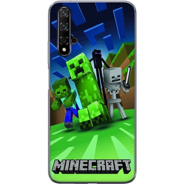 Huawei nova 5T Genomskinligt Skal Minecraft Creeper mobilskal i klassisk grön pixelstil