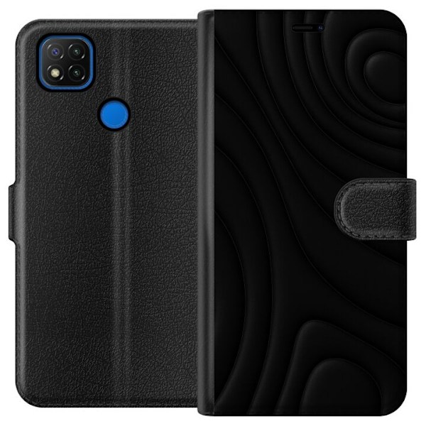 Xiaomi Redmi 9C Lommeboketui Svarte Bølger
