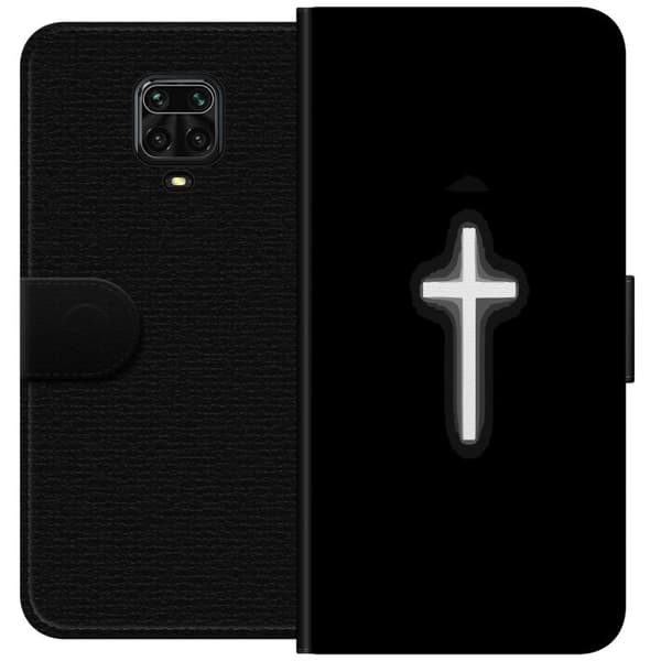 Kompatibel Tegnebogsetui til Xiaomi Redmi Note 9 Pro Lysande vitt kors sort
