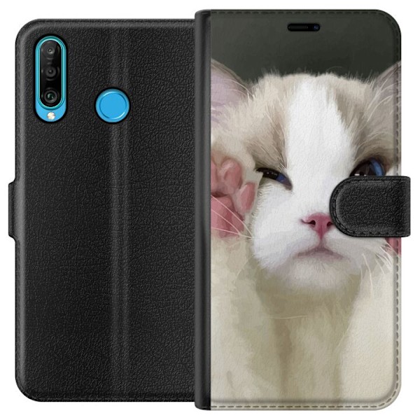 Huawei P30 lite Plånboksfodral Katt Hej