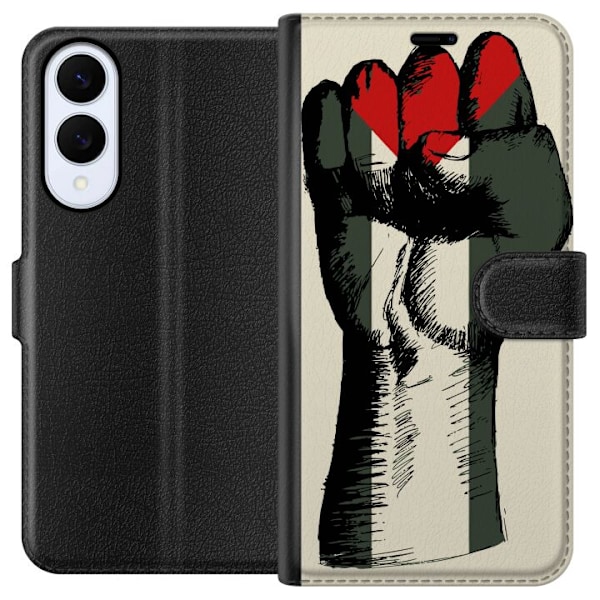 Samsung Galaxy S25 Edge Tegnebogsetui Hånd bundet i Palæstinas farver - kraftfuldt symbol for frihedsbevægelsen