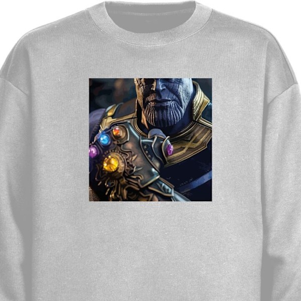 Sweatshirt til Voksne | Klassisk Collegebluse Thanos Marvel grå M