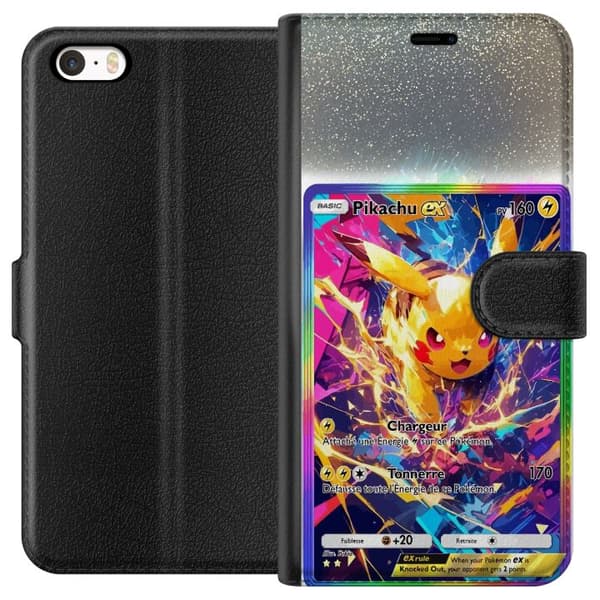 Kompatibelt Lommeboketui til Apple iPhone 5s Pikachu gul