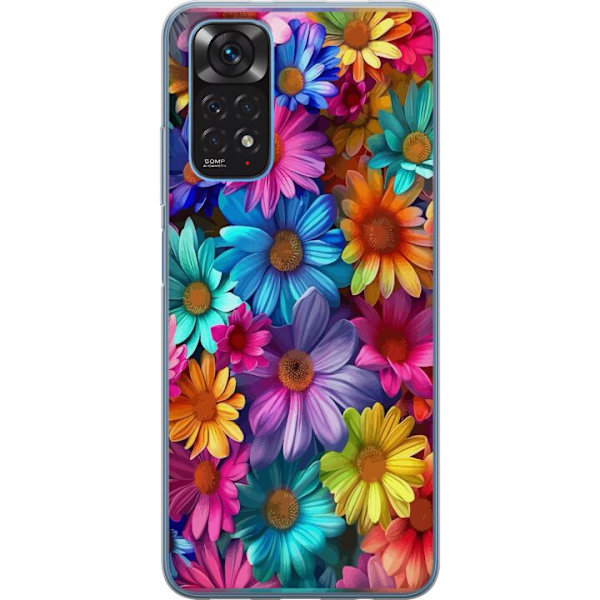 Xiaomi Redmi Note 11 Genomskinligt Skal Gerbera Blommor Färgglad Dekor Blommotiv Populärt Heminredning Färg Rik Väggkonst Design