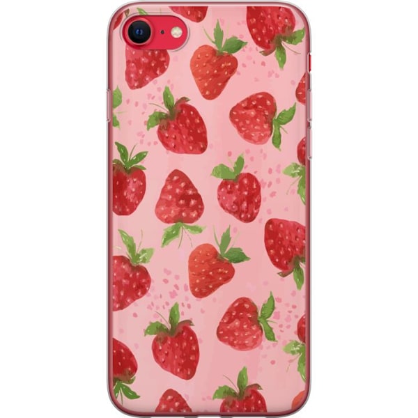 Apple iPhone SE (2020) Genomskinligt Skal Strawberry Dreams – jordgubbsmönster i retrostil