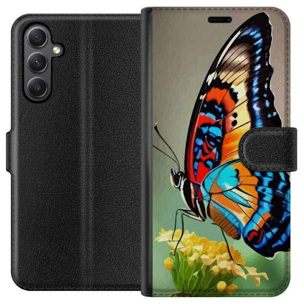 Samsung Galaxy A24 4G Plånboksfodral Fjäril Natur Sommar Motiv Vingar Färgstark Design Populär Dekor Grafiskt Exotiskt Tema
