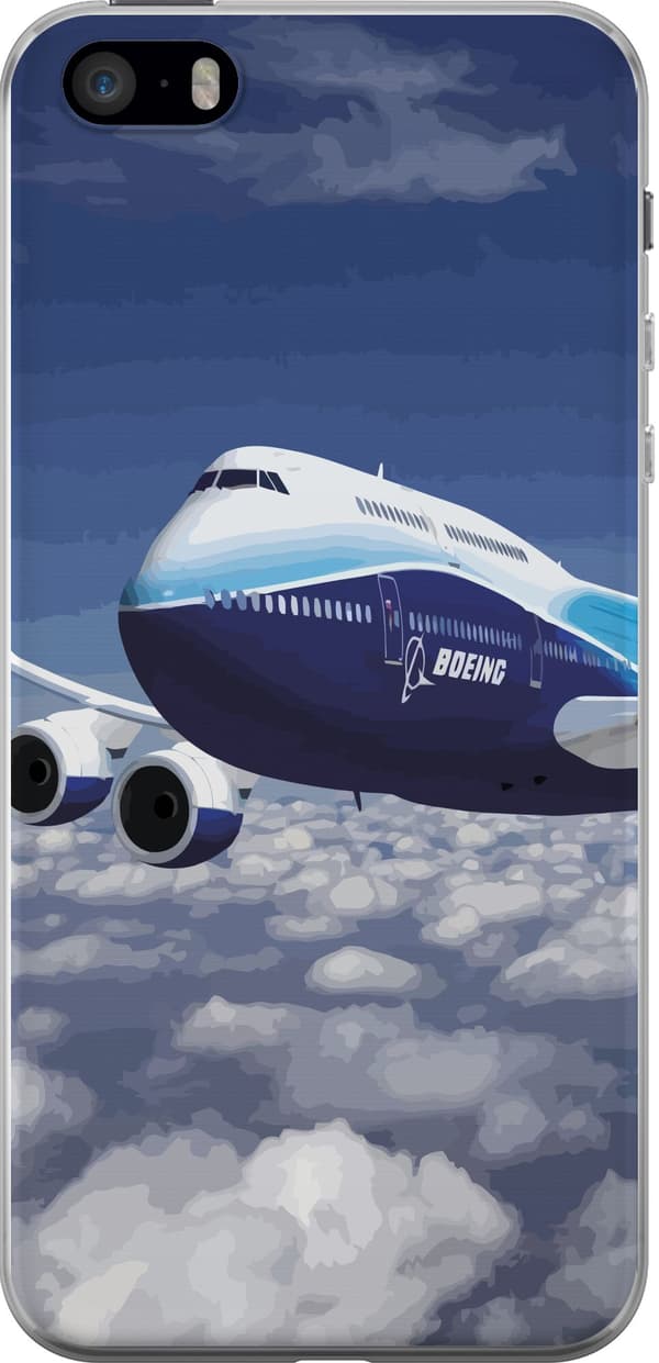 Kompatibel Mobilcover til Apple iPhone 5s Blåhvidt passagerfly over skyer under en blå himmel blå