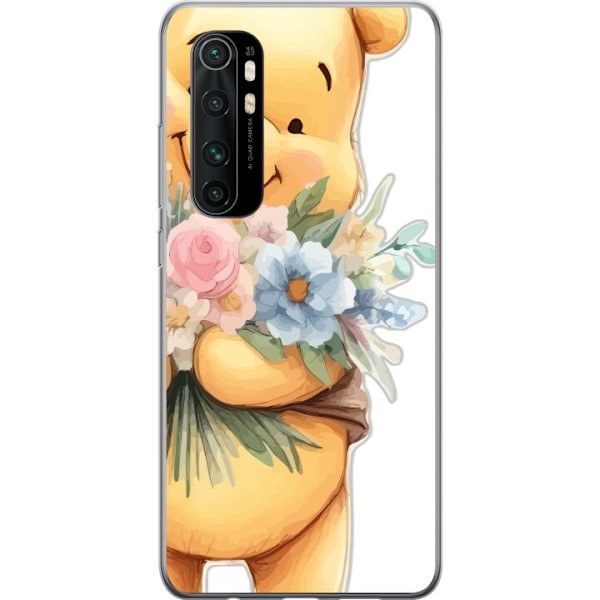 Xiaomi Mi Note 10 Lite Gennemsigtig cover Nalle Puh med blomst