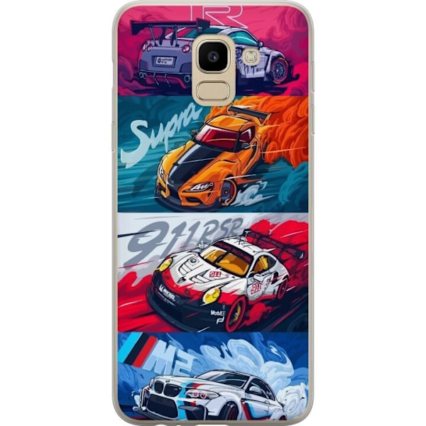 Samsung Galaxy J6 Läpinäkyvä kuori Nopeat Autot - Piirretty