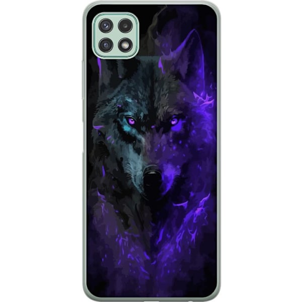 Samsung Galaxy A22 5G Läpinäkyvä kuori Susihukka Violetti