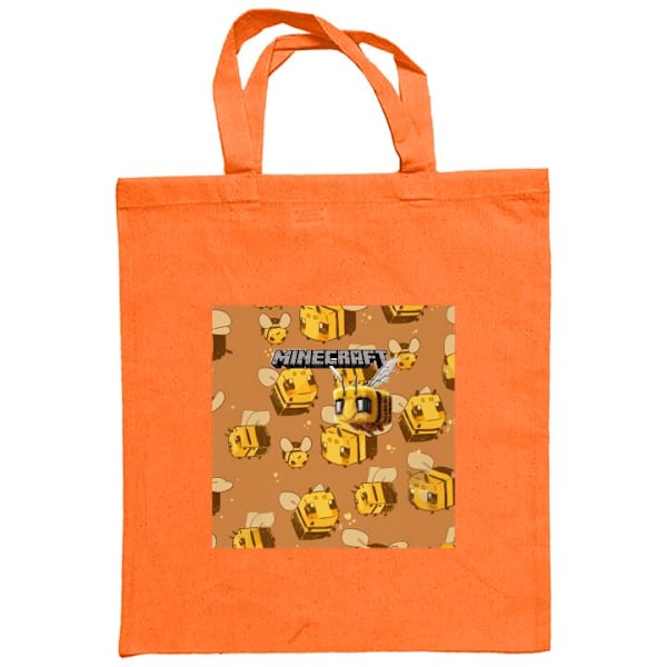 Mulepose | Holdbar Indkøbstaske i Stof Minecraft Bi Orange one size