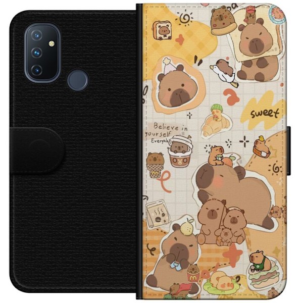 OnePlus Nord N100 Plånboksfodral Kawaii capybara mobilskal med gulliga djurmotiv