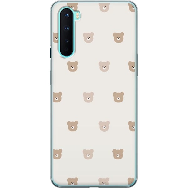 OnePlus Nord Läpinäkyvä kuori Teddy-tausta - söpöt teddyk