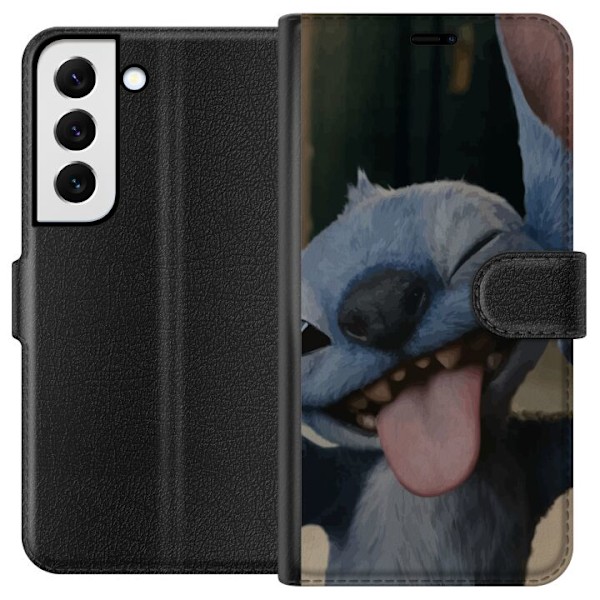 Samsung Galaxy S22+ 5G Tegnebogsetui Stitch Sød Alien - Blå Favorit fra Ydre Rummet