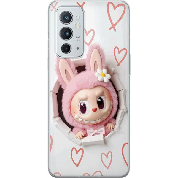 OnePlus 9RT 5G Läpinäkyvä kuori Labubu Sydän Taustakuva Pop Mart Rakkausteema Hahmodesign Suosittu Motiivi Keräilytaideteossarja