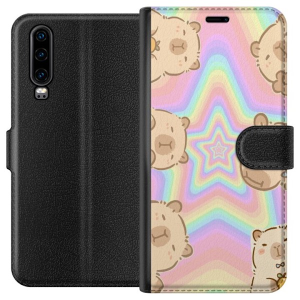 Huawei P30 Tegnebogsetui Kawaii Capybara Galaxy Sød Anime Dyr