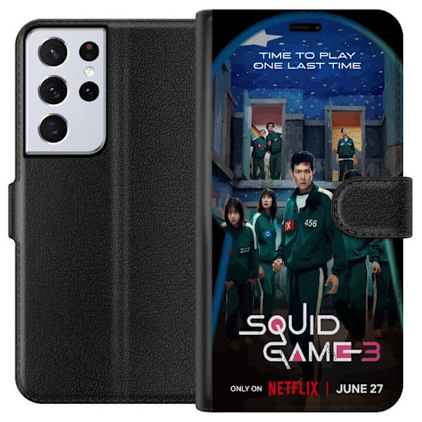 Samsung Galaxy S21 Ultra 5G Lompakkokotelo Squid Game Kausi 3 TV-sarjan hahmot Suositut TV-sarja Motiivit Ikoni Jännitys Draama Aasialainen suunnitte