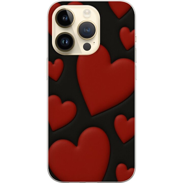 Apple iPhone 14 Pro Genomskinligt Skal Red Velvet Hearts