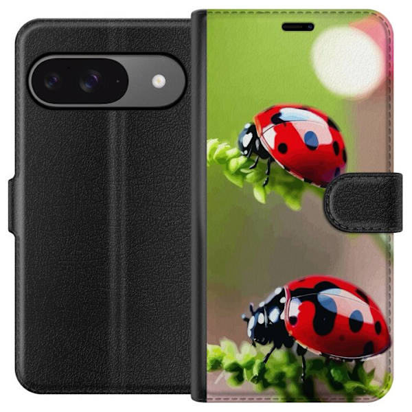 Google Pixel 9 Lommeboketui Marihøne Insekt Lykke Symbol Naturmotiv Populært Grafisk Motiv Dekorasjon Sommer Tur