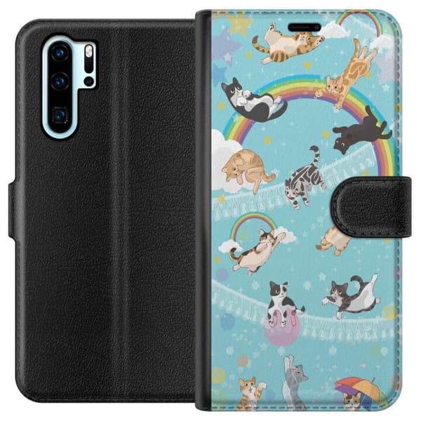 Kompatibel Tegnebogsetui til Huawei P30 Pro Regnbue & Katte