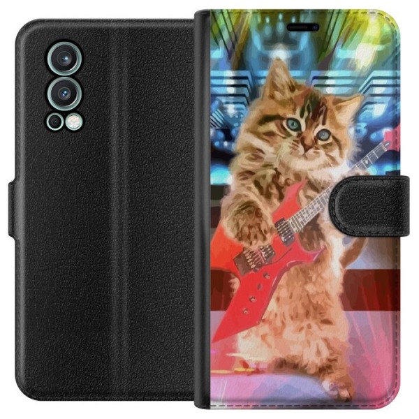 OnePlus Nord 2 5G Tegnebogsetui Kattunge Elgitar