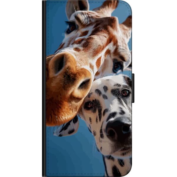 Kompatibel Tegnebogsetui til Samsung Galaxy Note10+ Legende nærbillede af giraf og dalmatiner mod klarblå himmel blå