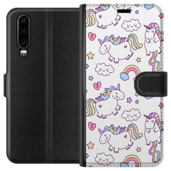 Huawei P30 Plånboksfodral Unicorn Pattern