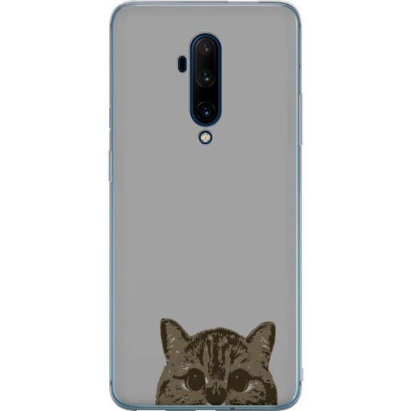 OnePlus 7T Pro Genomskinligt Skal Grå Kattblick – stilren kattdesign med grå bakgrund