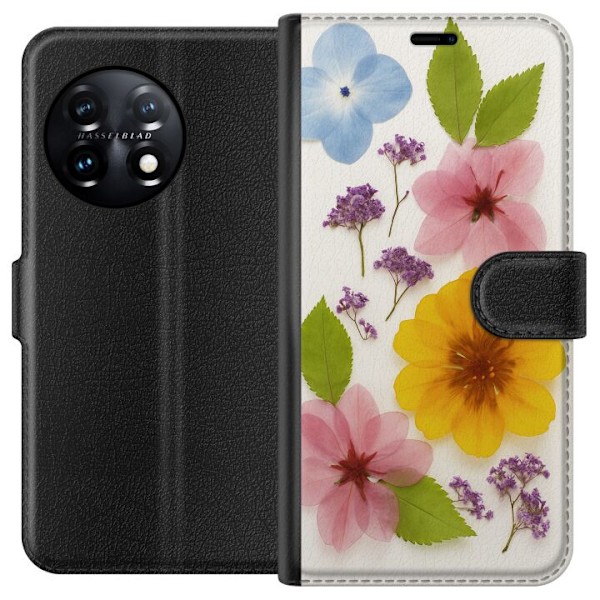 OnePlus 11 Tegnebogsetui Pressede blomster