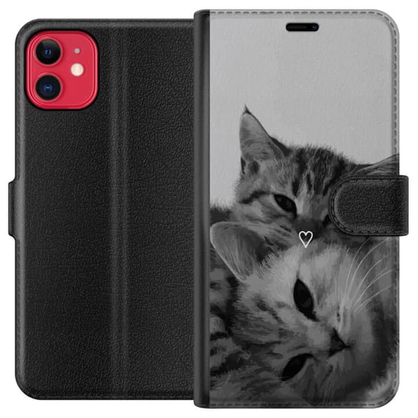 Kompatibel Tegnebogsetui til Apple iPhone 11 Kat Hjerte
