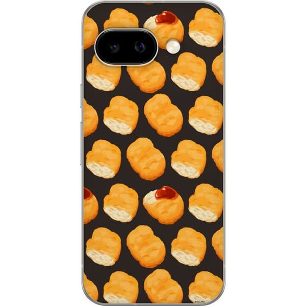 Kompatibelt Mobildeksel til Google Pixel 9a Mønster med sprø kyllingnuggets og ketchup brun