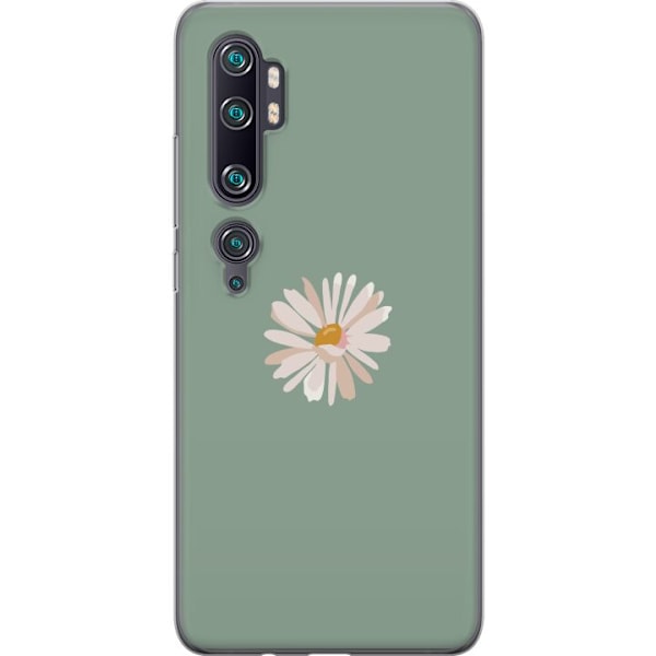 Xiaomi Mi Note 10 Pro Läpinäkyvä kuori Vihreä Minimalikukka - tyylikäs kukka vihreällä taustalla