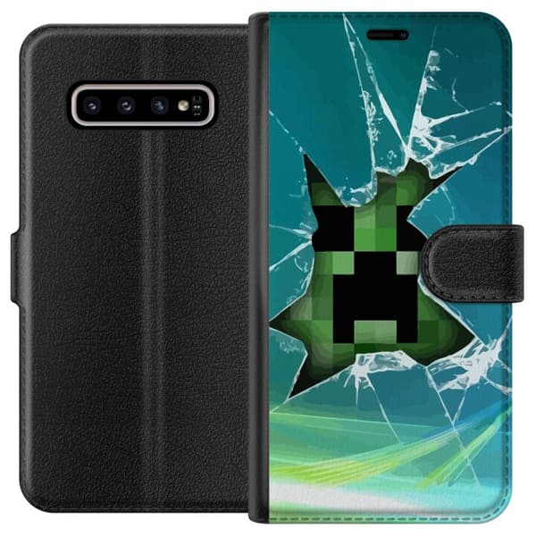 Kompatibelt Lommeboketui til Samsung Galaxy S10+ Minecraft