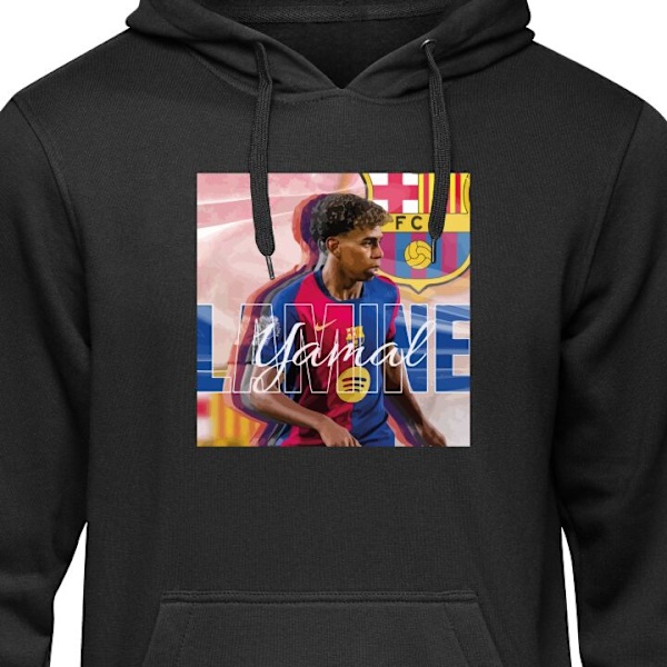 Barn-Hoodie | Mjuk Huvtröja för Barn Lamine Yamal FCB svart 9-11 År