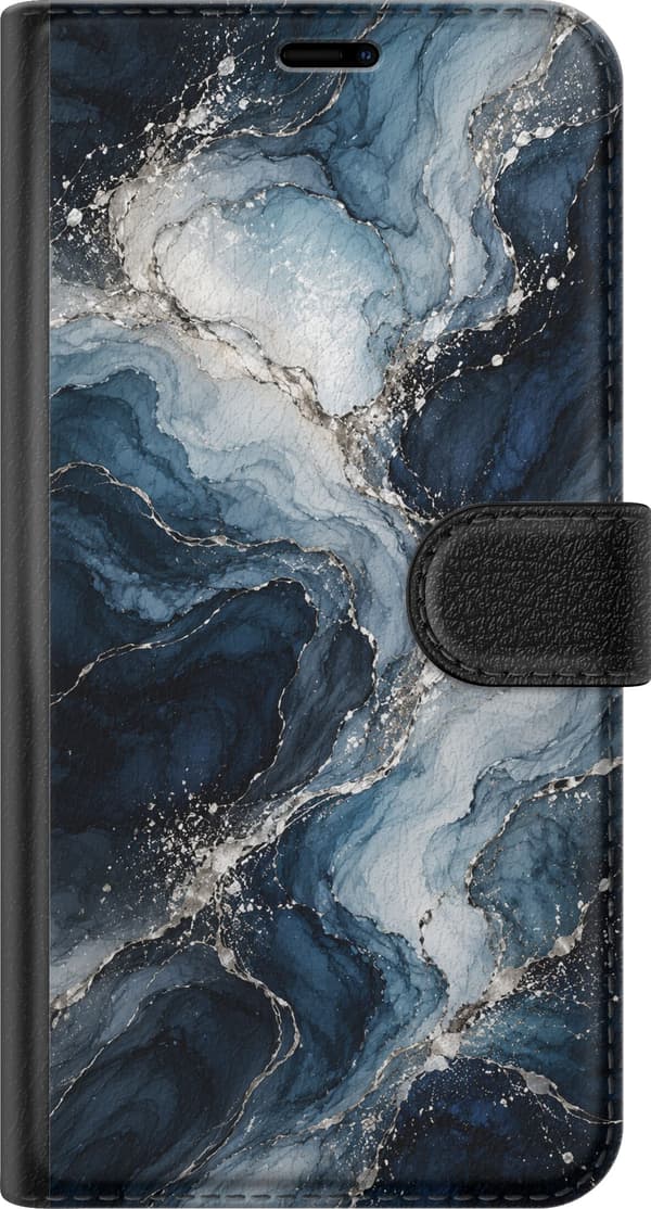 Kompatibelt Lommeboketui til Apple iPhone 18 Pro Nattmarmor blå