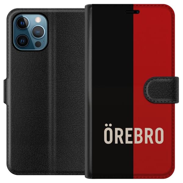 Kompatibel Tegnebogsetui til Apple iPhone 12 Pro Max Sort og rød bytekst med minimalistisk og moderne design sort