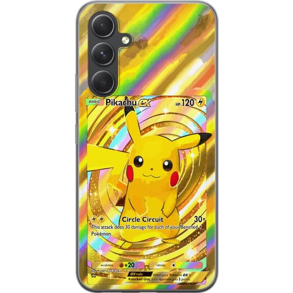 Kompatibelt Mobildeksel til Samsung Galaxy S24 FE Gullig Pikachu EX samlebilde med regnbueeffekter gull