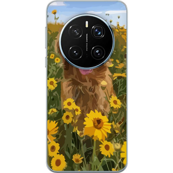 Honor Magic7 Pro Läpinäkyvä kuori Kultainennoutaja Auringonkukkapelto Koiramotiivi Luonto Kesä Suunnittelu Suosittu Koirarotu Perheen suosikki