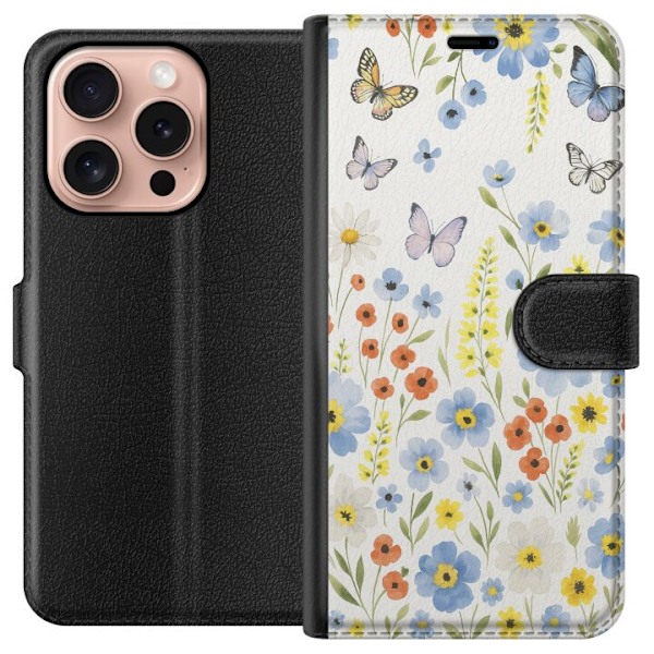 Apple iPhone 16 Pro Plånboksfodral Sommarblommor