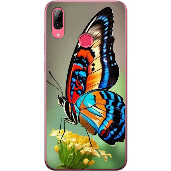Huawei Y7 (2019) Genomskinligt Skal Fjäril Natur Sommar Motiv Vingar Färgstark Design Populär Dekor Grafiskt Exotiskt Tema