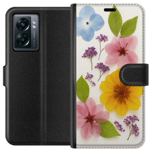 OnePlus Nord N300 Tegnebogsetui Pressede blomster