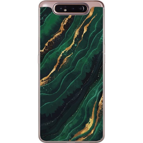 Samsung Galaxy A80 Gennemsigtig cover Marmor Guld Grøn