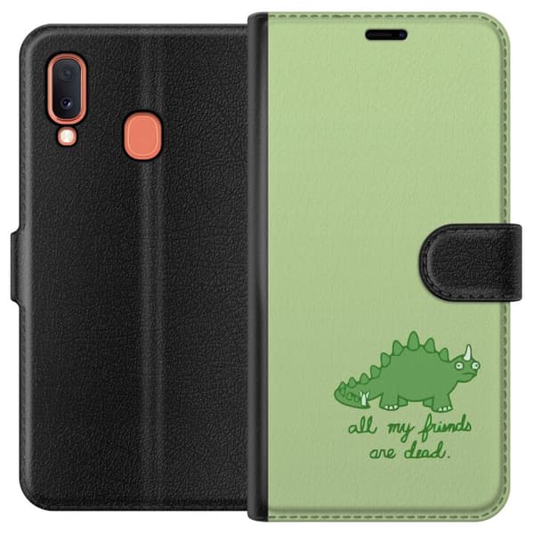 Kompatibelt Lommeboketui til Samsung Galaxy A20e Dinosaurier