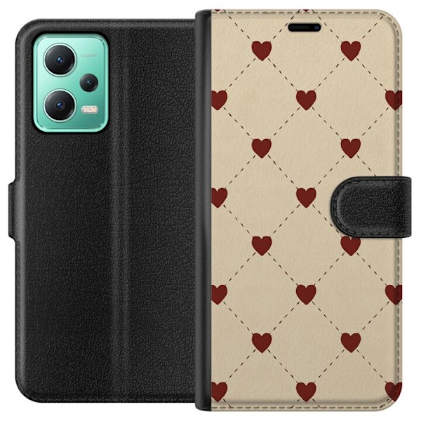 Xiaomi Redmi Note 12 Plånboksfodral Heart Grid