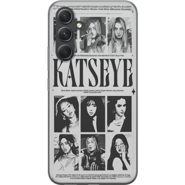 Kompatibelt Mobildeksel til Samsung Galaxy A55 KATSEYE svartvit poster grå