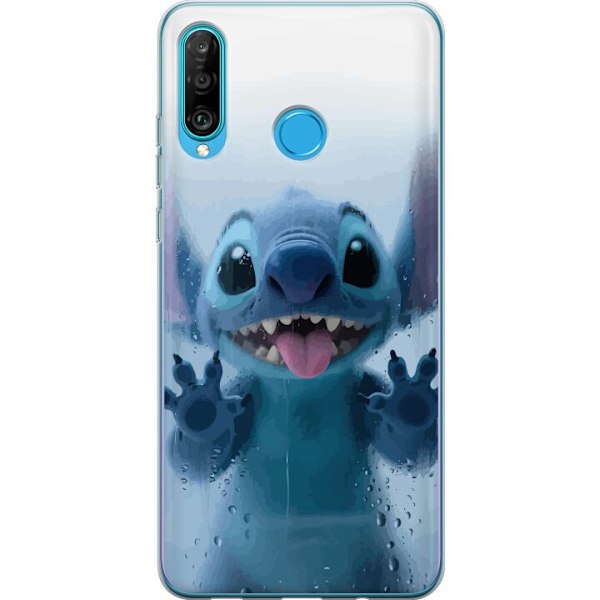 Huawei P30 lite Genomskinligt Skal Stitch Window View – Stitch vid ett fönster i söt stil