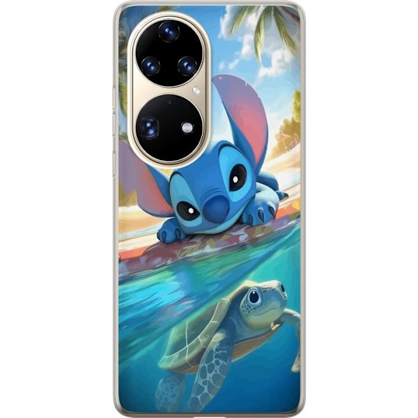 Huawei P50 Pro Gjennomsiktig deksel Stitch med skilpadde - sø